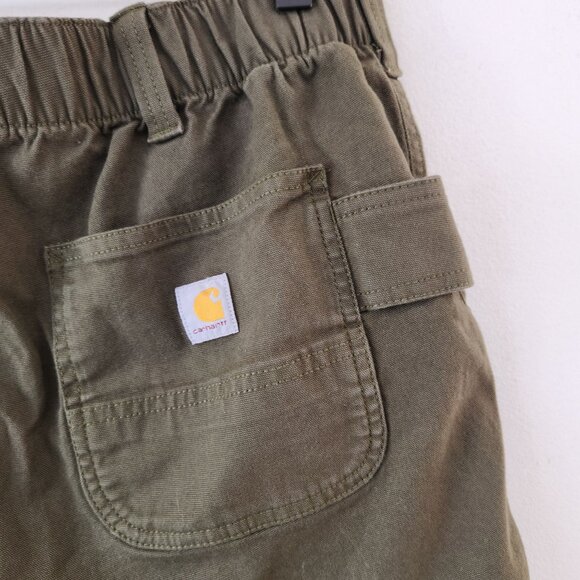 Carhartt Olive Green Relaxed Fit Canvas Shorts Hiking Workwear Women's 8 Reg - Picture 4 of 7